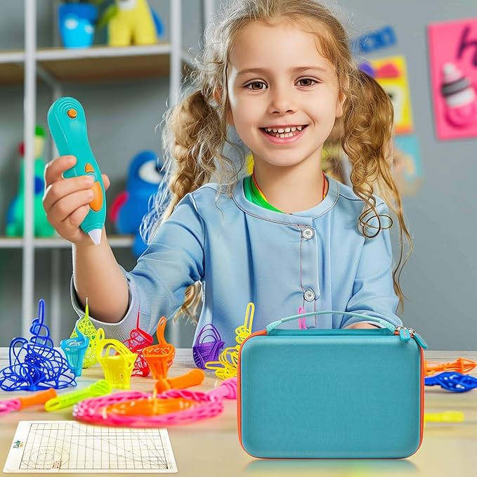 casmilee Case Compatible with 3Doodler Start+ Essentials 3D Pen Set for Kids, Art Activity Set Storage for Educational STEM Toy, Hold Plastic Filaments Strands- Green