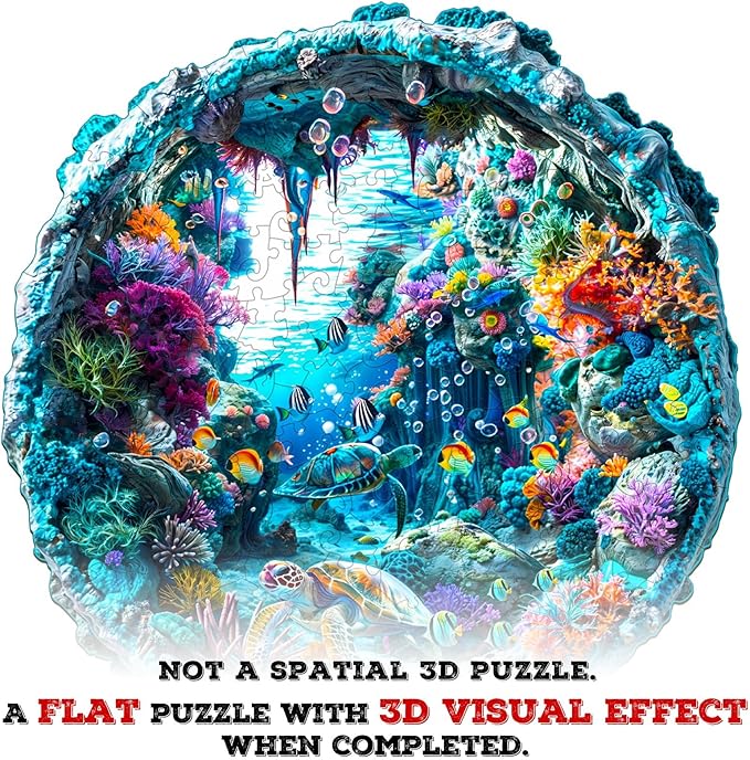 Wooden Puzzle for Adults-Wooden Puzzle Unique Shape Advanced 3D Seabed Wooden Jigsaw Puzzle for Adults and Kids,Best Gift,Wood Puzzles,Challenge Wooden Jigsaw Puzzle (L-13.4 * 13.1in-290pcs)