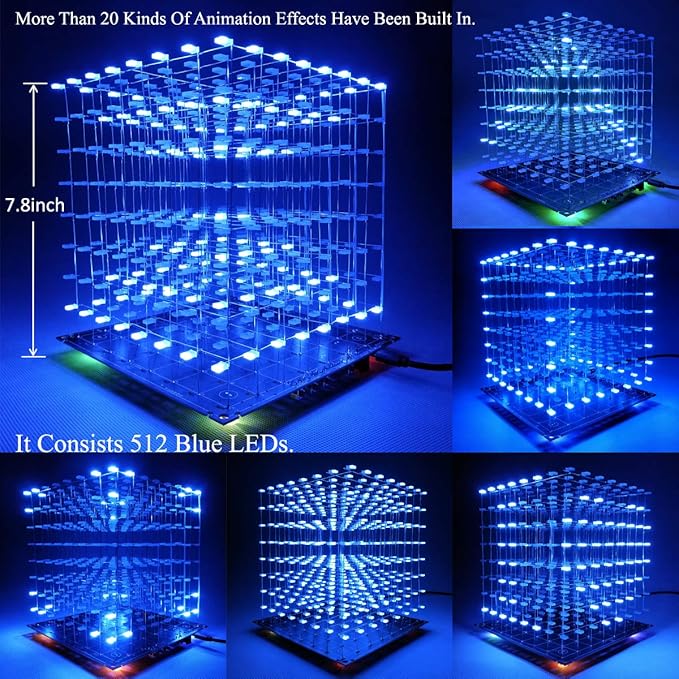 3D Led Cube Kit DIY Electronics Kit (3D8S-BLUE-DIY-KIT)