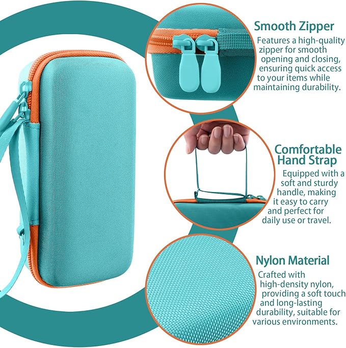 co2CREA Hard Case for 3Doodler Start+ Essentials (2024) 3D Pen Set - Storage Organizer with Custom Slots for Art Activity Set, Printing Filament Refill and USB Charger, Mint Green Case + Orange Zipper