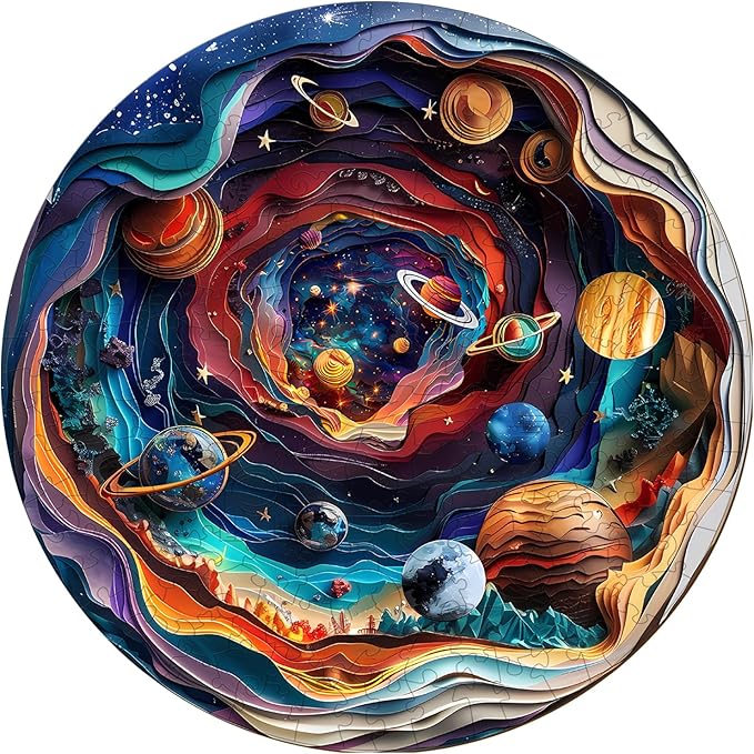 Wooden Puzzle for Adults-Wooden Puzzle Unique Shape Advanced 3D Universe Wooden Jigsaw Puzzle for Adults and Kids,Best Gift,Wood Puzzles,Challenge Wooden Jigsaw Puzzle 17.3 * 17.3in 450pcs