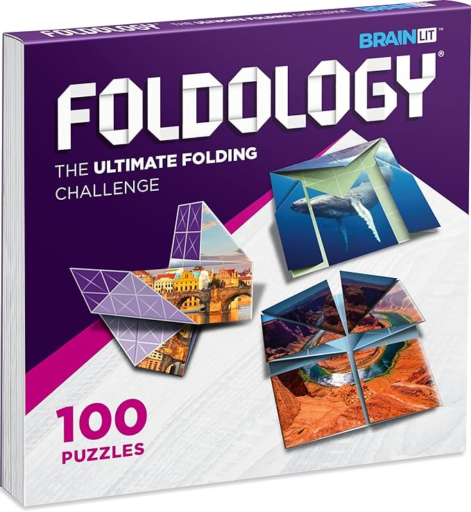 FOLDOLOGY 1&2 Combo Pack - The Origami Puzzle Game! Brain Teasers for Tweens, Teens & Adults | Fold The Paper, Complete The Picture | Stocking Stuffers, Gift for Ages 10+ | 200 Challenges