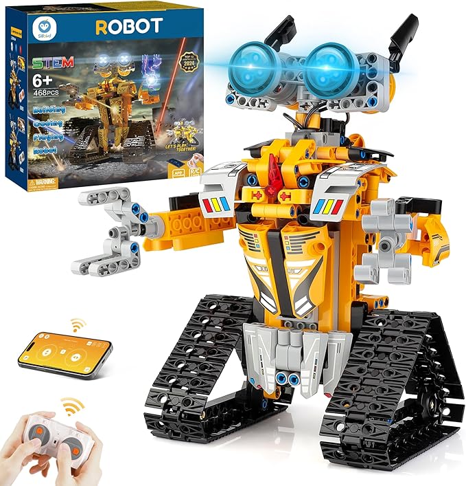 Sillbird Robot Building Kit with Remote Control Christmas STEM Gifts for Boys Age 8-13, Coding Buildable Robotic Technic Toys for Kids Birthday with 468 Pieces