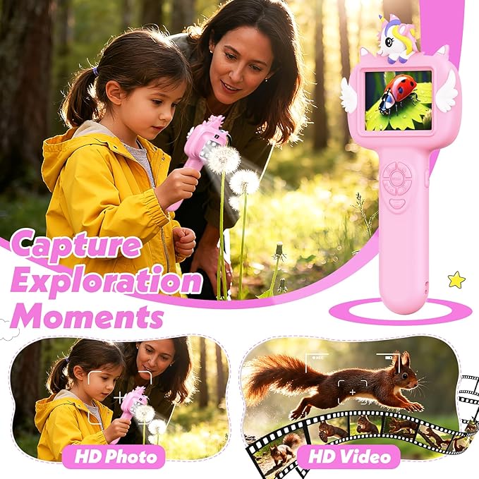 Microscope for Kids Gifts Toys Science, Mini Handheld Digital Pocket Microscope Requiring Direct Surface Contact, Educational STEM Toy for Boys Girls Ages 8–12, Christmas Birthday Gift Idea