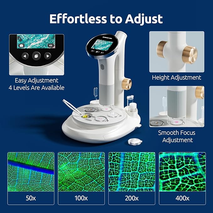 Science Can Microscope for Kids, 2-in-1 Handheld Microscope with 2.5" HD Screen, Photo & Video Recording, STEM Toys Educational Science Kit for Kids Ages 8-14, 8GB SD Card Included