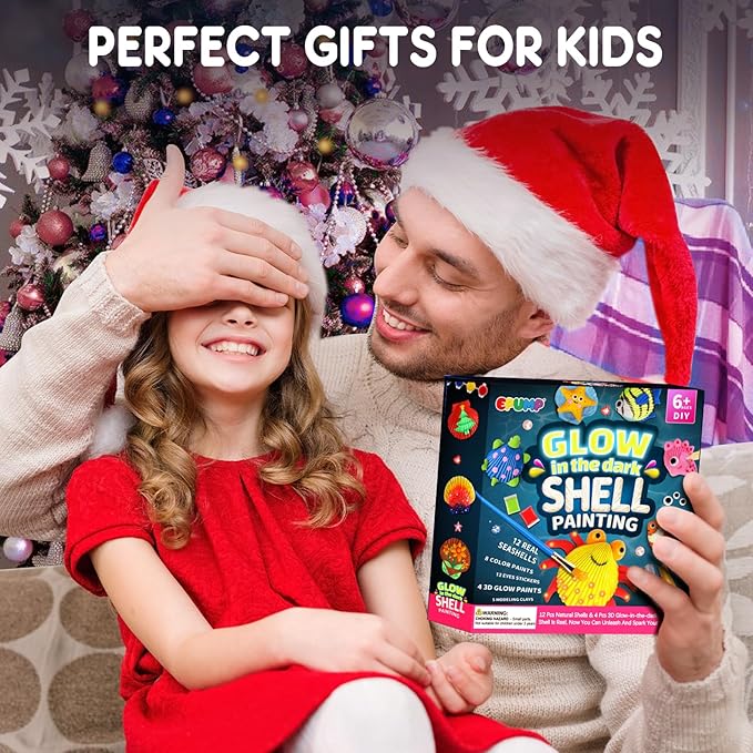 EPUMP Shell Painting Kit - Glow in The Dark Arts and Crafts for Kids Ages 6-12, Art Supplies Toy Kids Craft Paint Kits for Boys Girls Christmas Birthday Gift Toy