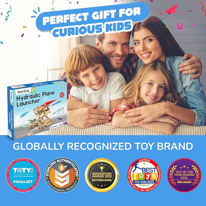 Smartivity DIY 2in1 Hydraulic Airplanes & Darts Launcher STEM Toy for Kids Ages 6 to 14 Years I Christmas, Birthday Gifts for Smart Kids | DIY Science Kit for Boys & Girls 6, 8,10,12,14 Years Old