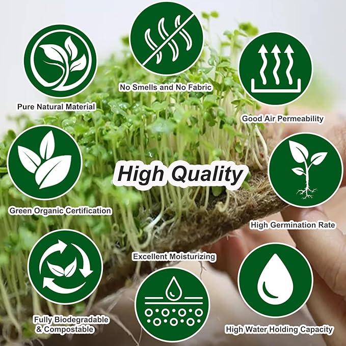 8PCS Microgreen Mats, 10" X 20" Plant Grow Mat Hydroponic Grow Pads Microgreens Sprouting Mats Microgreens Kit for 1020 Germination Trays Wheatgrass Sprouts