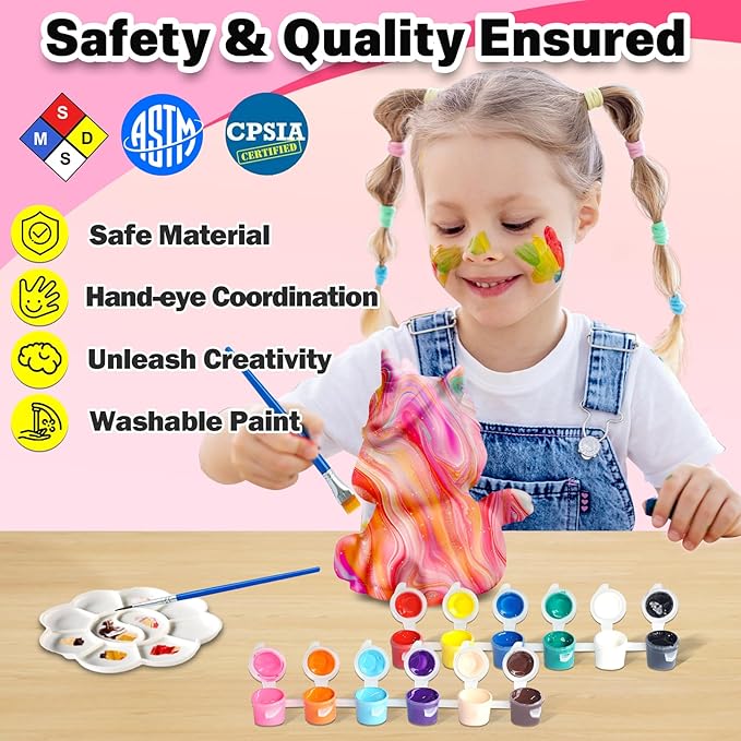 FUNZBO Paint Your Own Unicorn Lamp Kit - Arts and Crafts Supplies Painting Kits for Kids Teens, DIY Night Light Unicorn Toy for Toddlers Girl Boy Age 3 4 5 6 7 8 9 10 11 12 13 Christmas Birthday Gifts