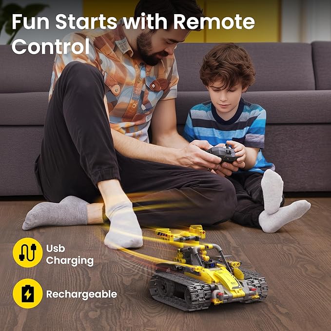 Sillbird Robot Building Kit with Remote Control Christmas STEM Gifts for Boys Age 8-13, Technic Coding Robotic Toys for Kids Birthday, Buildable 5in1 Models with 488 Pieces