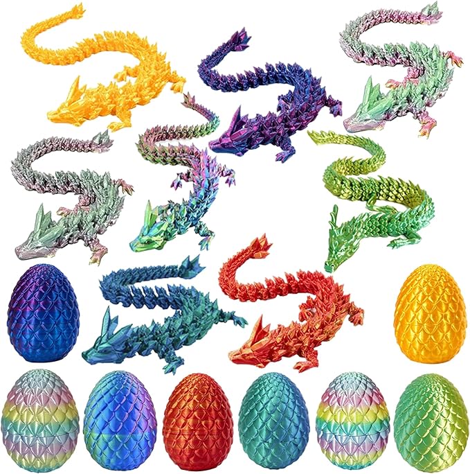 3D Printed Dragon Egg Toy, Fidget Toys for Children, Xmas Gift for Adults with Stress, Autism, ADHD, Perfect Christmas Stocking Stuffer (8Pack)