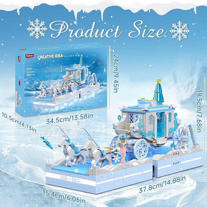 Sosuy Snow White Carriage Building Blocks Sets, Christmas Toys for Girl, Creative Princess Themed Construction Set, STEM Toy for Kids Boy Teen Women, for Girls 1214+ Pcs