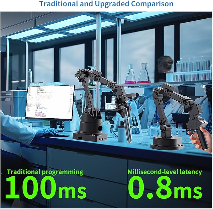 AI Robotic Arm Kit with Servo, Embodied Intelligent Remote Control Arm, Compatible with Hugging Face/LeRobot/Aloha Kit/NVIDIA Jetson, AI Visual Recognition, Movelt, Imitation Learning, ROS Education