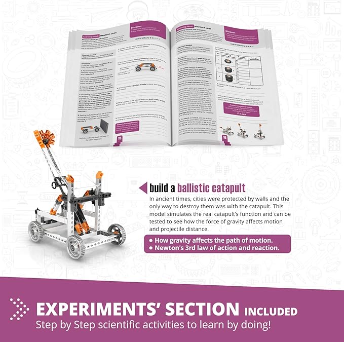 Engino- STEM Toys, Newton's Laws Inertia, Kinetic & Potential Energy, Building Toys for Kids 9+, Creative Engineering Kit, STEM Projects, Gifts for Boys (8 Model Options)