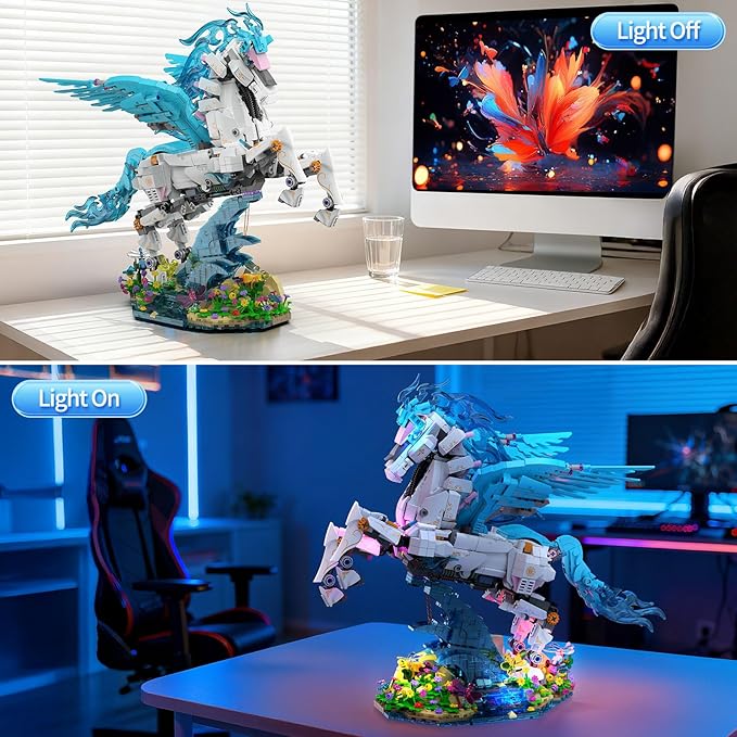 Woodland Pegasus Building Block Sets, Fantasy Flying Horse Collectible Display Model Kit, 1615 Pcs Building Toys for Home Office Decor, Creative Birthday Gifts for Adults Teens 14+