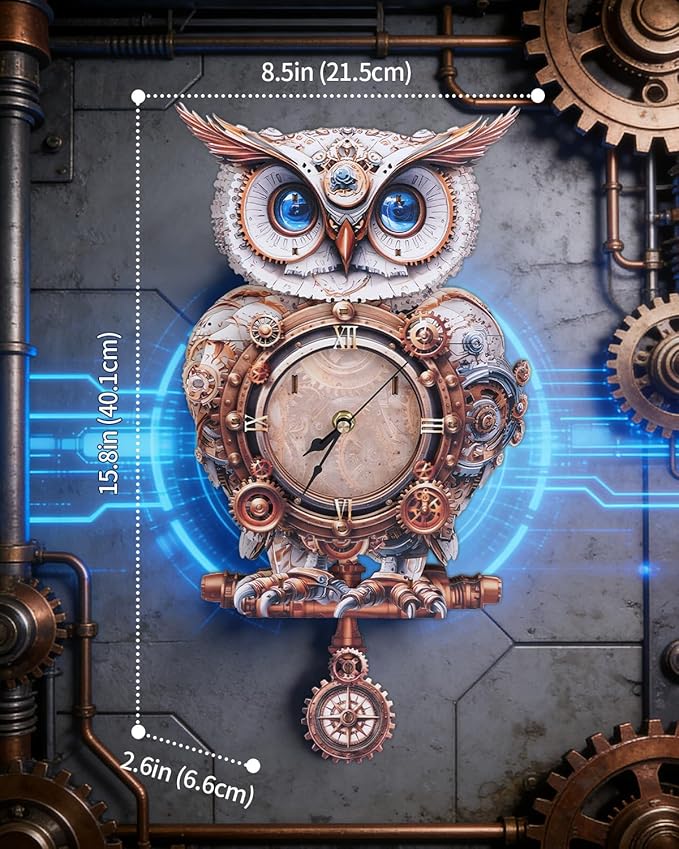 3D Wooden Puzzles for Adults, 3D Puzzle Owl Clock Kit (with Pendulum), Mechanical Owl 3D Puzzles for Adults Home Decor DIY Clock Puzzle Gifts for Women Men