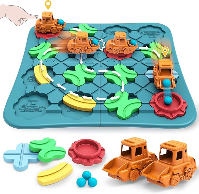 Kids Toys STEM Board Games - Logic Road Builder Brain Teasers Puzzles for 3 4 5 6 7 Year Old Boys Girls, Educational Montessori Birthday Gifts for Ages 4-8 Preschool Classroom Learning (29 PCS)