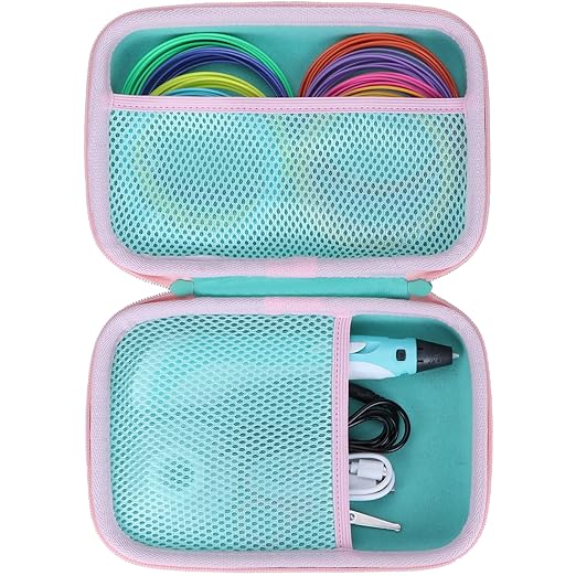 Case Compatible with SCRIB3D P1 Advanced / 3Doodler PRO / 3Doodler Flow / MYNT3D Super Professional Printing / PIKA3D PRO 3D Printing Pen (Teal + Pink)