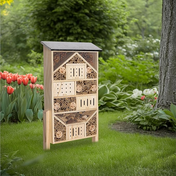 Navaris Bug Hotel and Bee House Kit - Efficient Ecosystem Ideal for Gardens - Versatile Butterfly Houses for Garden Biodiversity and Insect Control