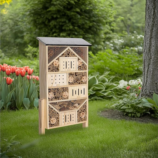 Navaris Bug Hotel and Bee House Kit - Efficient Ecosystem Ideal for Gardens - Versatile Butterfly Houses for Garden Biodiversity and Insect Control