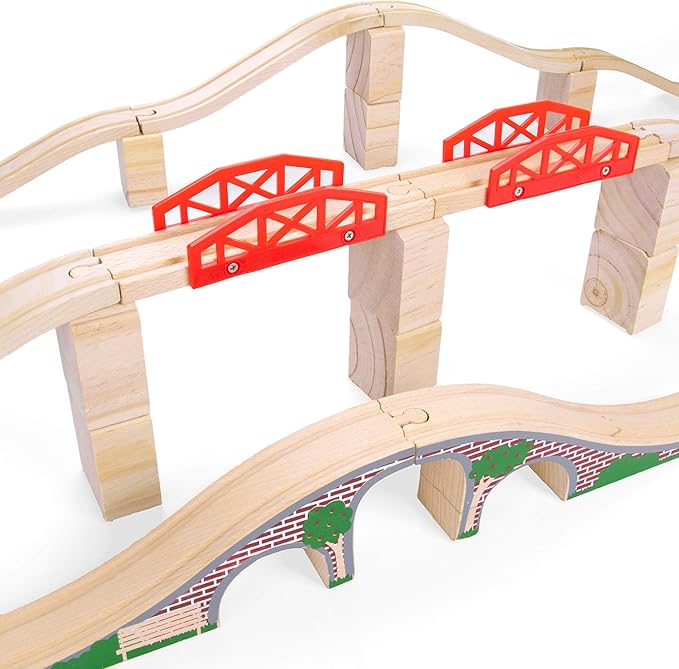 Conductor Carl Wood Train Track Bridge Expansion Pack| Compatible with Most Train Tracks| 21 Count (Pack of 1)