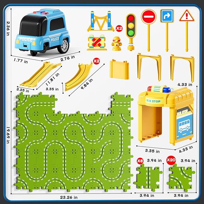 2-Tier Large Puzzle Race Car Track Set for Kids 3-5, Puzzle Tracks Car Play Set, Race Tracks Toys for Toddler Boys 3 4 5 6 Year Old, Birthday Gifts for Kids 3 4 5 6 7 8 Year Old Boys Girls