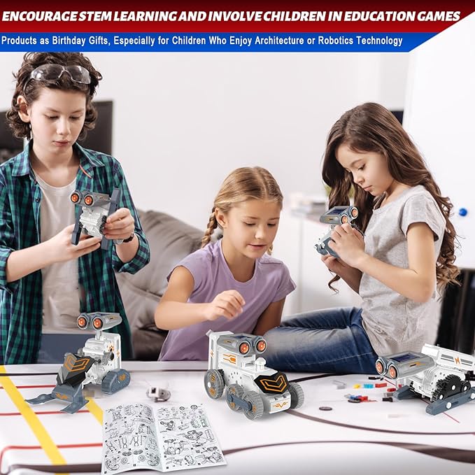 14-in-1 Education Solar Power Robot, Erector Kit STEM Gift Toys for Boys Age 8-12, DIY Educational Science Building Toy, Solar or Battery Powered Robotic Set for Children Birthday with 191Pcs