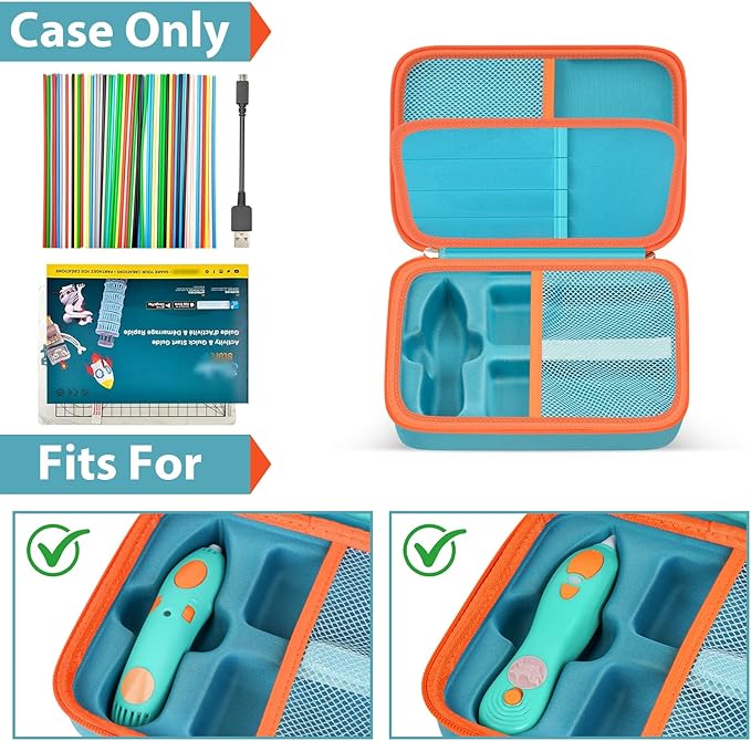 casmilee Case Compatible with 3Doodler Start+ Essentials 3D Pen Set for Kids, Art Activity Set Storage for Educational STEM Toy, Hold Plastic Filaments Strands- Green