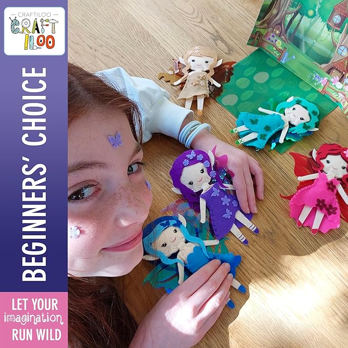 Fairy Elves Sewing Kit for Kids, Fun and Educational Fairytale Craft Set for Boys and Girls Age 7-12, Sew Your Own Felt Fairy Craft Kit for Beginners (Garden Rainbow Fairies Kit)