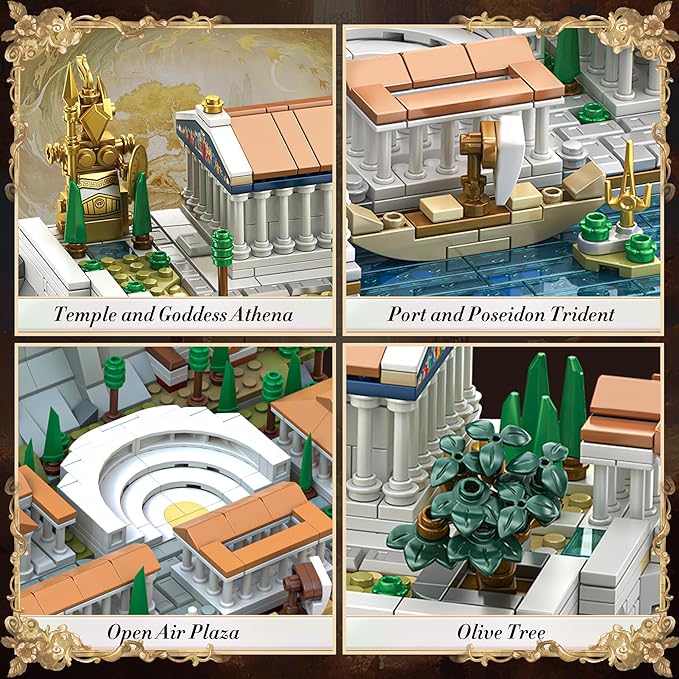 SpblastB Architecture Acropolis of Athens Building Blocks Set, 1988 Pieces Landmark Collection City Building Kit, Display Model Kit and Home Decor Gift Idea for Adults