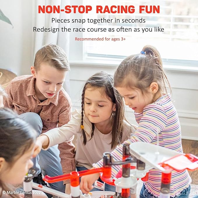Marble Genius Marble Run Racing Set: 200-Piece Marble Run Racing Set Toys for Kids, Marbles Maze Tower Building Blocks, Marbles Race Track Rolling Game, Educational Learning STEM Toy Gift