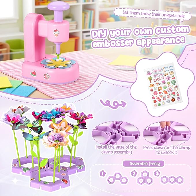 DIY Flower Craft Kit, Fabric Flower Bouquets Toys, DIY Craft Kits Toys Flowers Making Kit for Kids, Creative Christmas Birthday Gifts for Girls