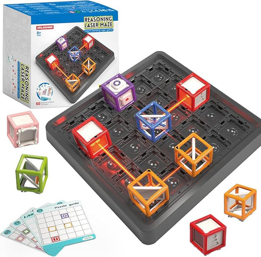 2025 New Maze Reasoning Game, STEM Toys for Ages 8-13 with 60+ Challenges Puzzle Game, Board Games for 8-13 Years Old Children Gift, Learning Education Toys for Space & Logic - 19 Pcs