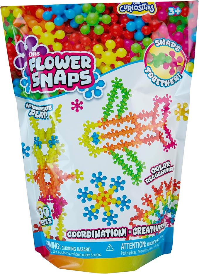 ORB Flower Snaps - 200 Pieces STEM Toys, Building Blocks for Kids - Flower Shaped Interlocking Clip Together Building Discs - Fun, Educational, Creative Connect Toys for Boys and Girls Ages 3 and Up