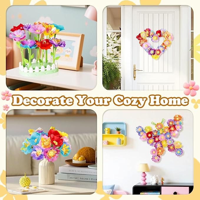 LC eterna DIY Flower Bouquet Craft Kit, Arts and Crafts for Kids Ages 3-8, Flower-Making Activity Educational Toy Set, Christmas Birthday Gift for 3 4 5 6 7 8 9 10 Year Old Girls Boys