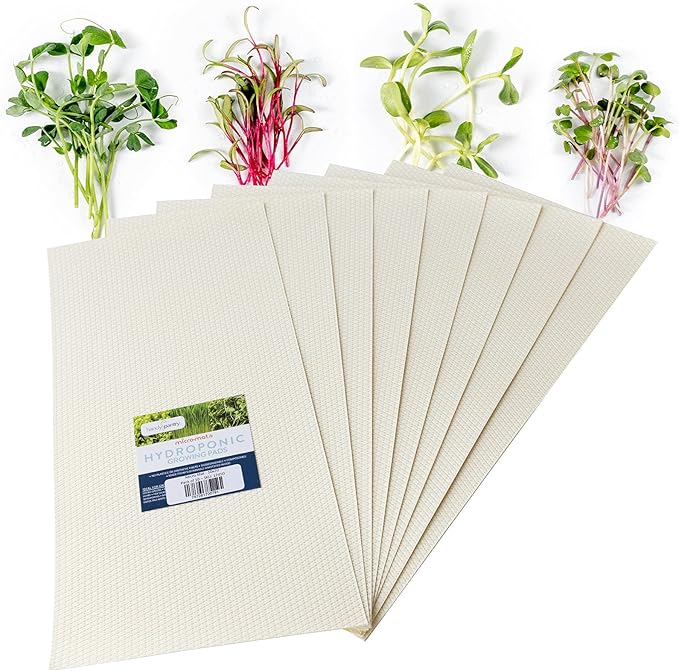 Handy Pantry Micro-Mats Hydroponic Grow Pads - for Organic Production - 10 Pack - Plant & Seed Germination: Wheatgrass, Microgreens, More - for 20" x 10" Greenhouse Trays