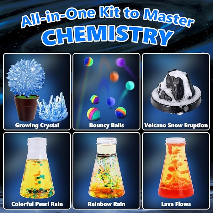 UNGLINGA 250+ Science Experiments Kits for Kids, Boys Girls Toys Birthday Gifts Ideas, Chemistry Set, S.T.E.M Educational Project, Volcano Scientist Kit
