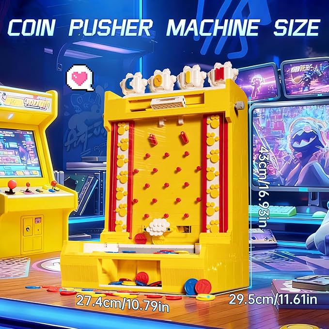 Sosuy Motorized Coin Pusher Building Blocks Set 2093 Pcs – Interactive Arcade Game DIY Construction, for Boys, Educational STEM Toy for Kids Teens Adults, Family Activity