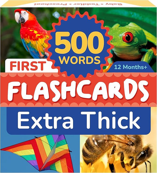 500 Words Thick & Sturdy Learning Flash Cards for Toddlers 1-3 with Rings - 1 Year Old Girl Gifts - Educational & Montessori Toys for 1 Year Old boy - Toddler Flashcards for Preschool & Kindergarten