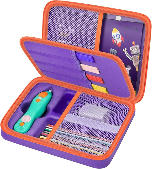 casmilee Case Compatible with 3Doodler Start+ Essentials 3D Pen Set for Kids, Art Activity Set Storage for Educational STEM Toy, Hold Plastic Filaments Strands- Purple