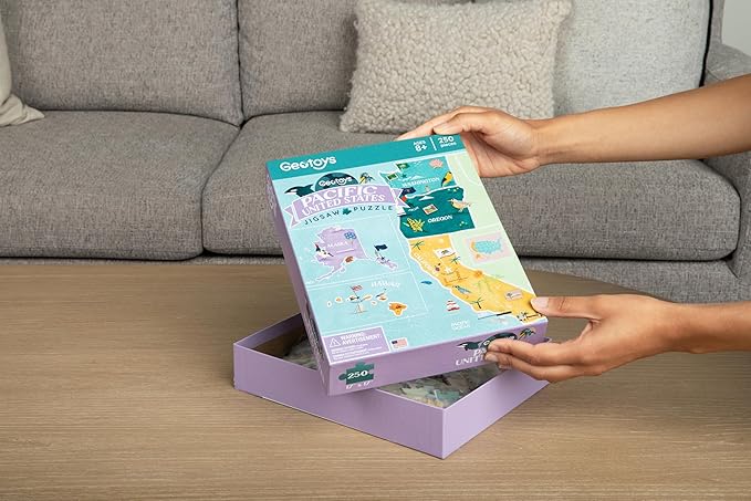 Geotoys Pacific Region Jigsaw Puzzle - 250 Piece Puzzles for 8 Year Olds - Jigsaw Puzzles for Kids Ages 8-12 Years Old - Kids Puzzle Games with Colorful Landmarks