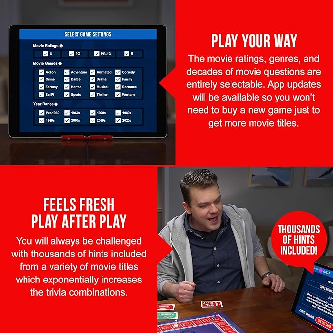 Soundtrack Trivia Movie Trivia Game for Adults | Name The Movie from a 15 Second Music Clip | Board Game for Adults, Kids, Ages 8+, 1 or More Players | Music Game with Companion App