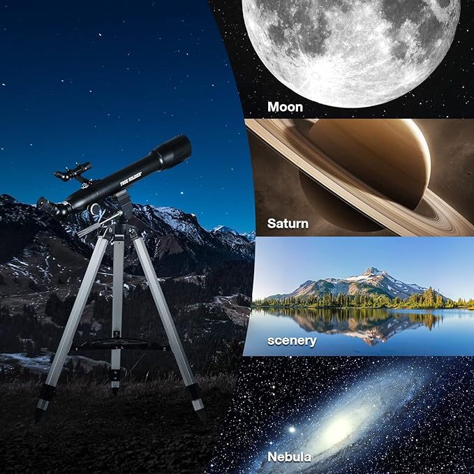 Telescopes for Adults High Powered, 700x90mm AZ Astronomical Professional Refractor Telescope for Beginners Astronomy with Advanced Eyepieces, Cool Astronomy for Christmas, Black