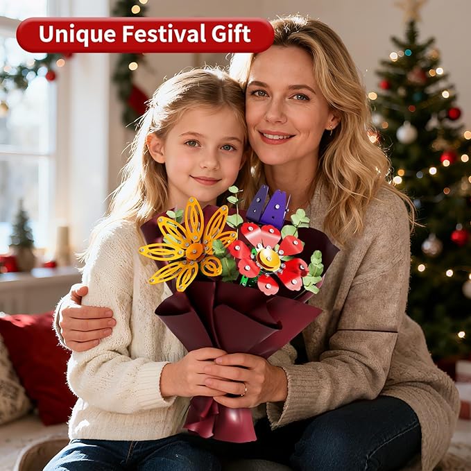 229Pcs Metal Flower Bouquet Kit, Flowers Garden Building Set Toys for Kids Ages 8-12, STEM Project Building Toy with Storage Box, Birthday for Girls 8 9 10 11 Years Old
