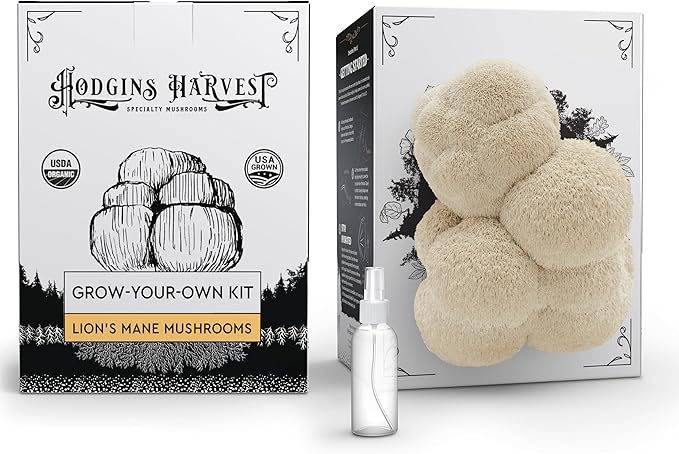 Organic Lion's Mane Mushroom Growing Kit - Indoor Gardening Kit for Fresh Gourmet Mushrooms - Easy to Grow at Home - Holiday Gift for Garden Lovers & Foodies - Grown in USA - 3.5 lb