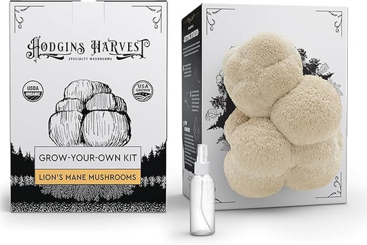 Organic Lion's Mane Mushroom Growing Kit - Indoor Gardening Kit for Fresh Gourmet Mushrooms - Easy to Grow at Home - Holiday Gift for Garden Lovers & Foodies - Grown in USA - 3.5 lb
