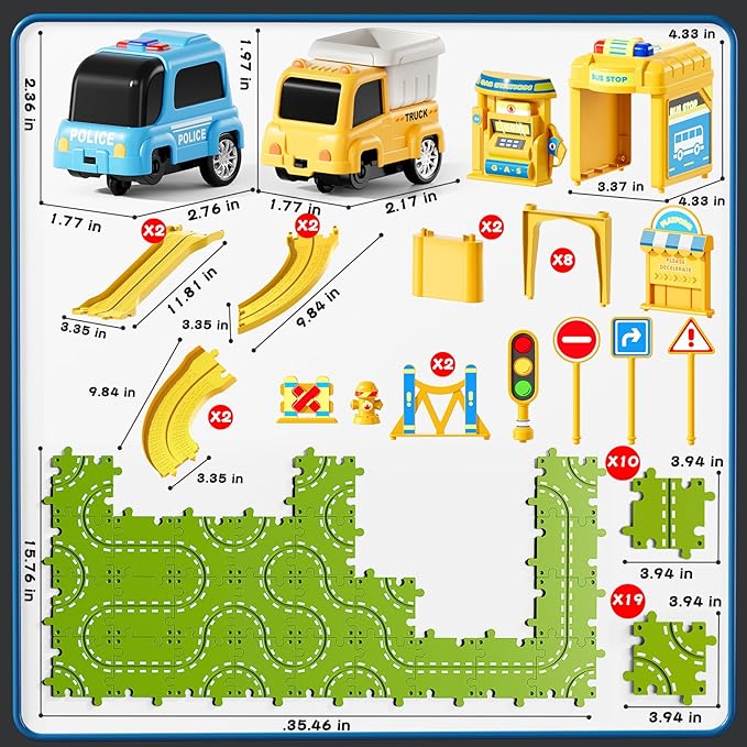 3-Tier Large Puzzle Race Car Track Set for Kids 3-5, Puzzle Tracks Car Play Set, Race Tracks Toys for Toddler Boys 3 4 5 6 Year Old, Birthday Gifts for Kids 3 4 5 6 7 8 Year Old Boys Girls