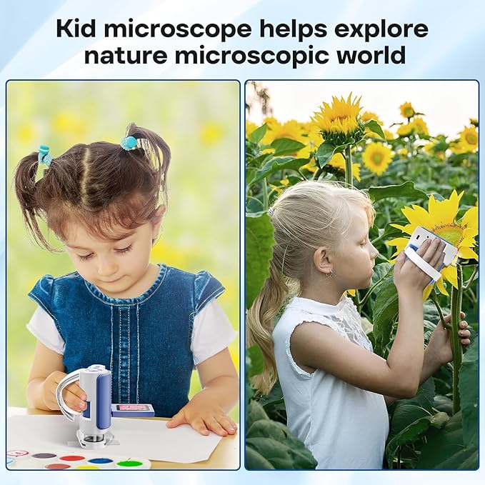 LAKWAR 1000X Handheld Digital Microscope for Kids: 4K 2.0" Screen Portable Digital Microscope for Kids 8-12 Home School Science Education (Blue)