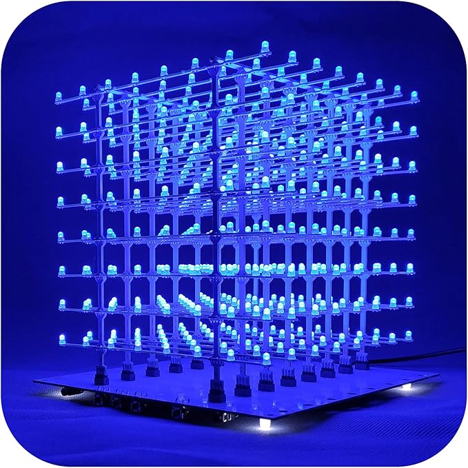 3D Led Cube Kit DIY Electronics Kit (3D8P-BLUE-SMD-KIT)