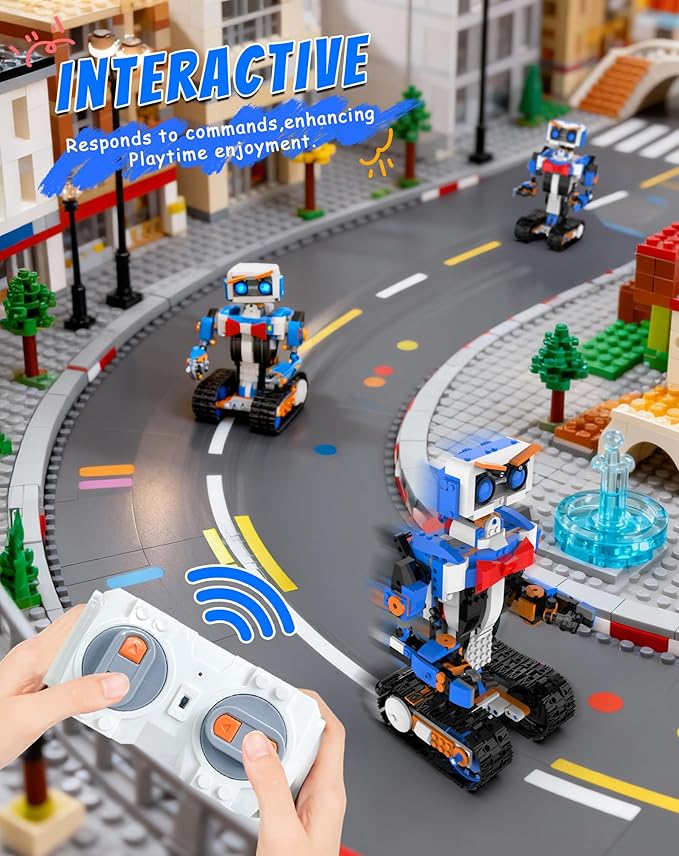 Programmable STEM Building Kit, APP & Remote Control DIY Coding Toy, Rechargeable Educational Construction Set Gift Beginners and Family Robotics for Kids Ages 8-12